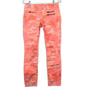Gap 1969 Womens Always Skinny Pants Pink Camo Size 26R Zipped Pockets
